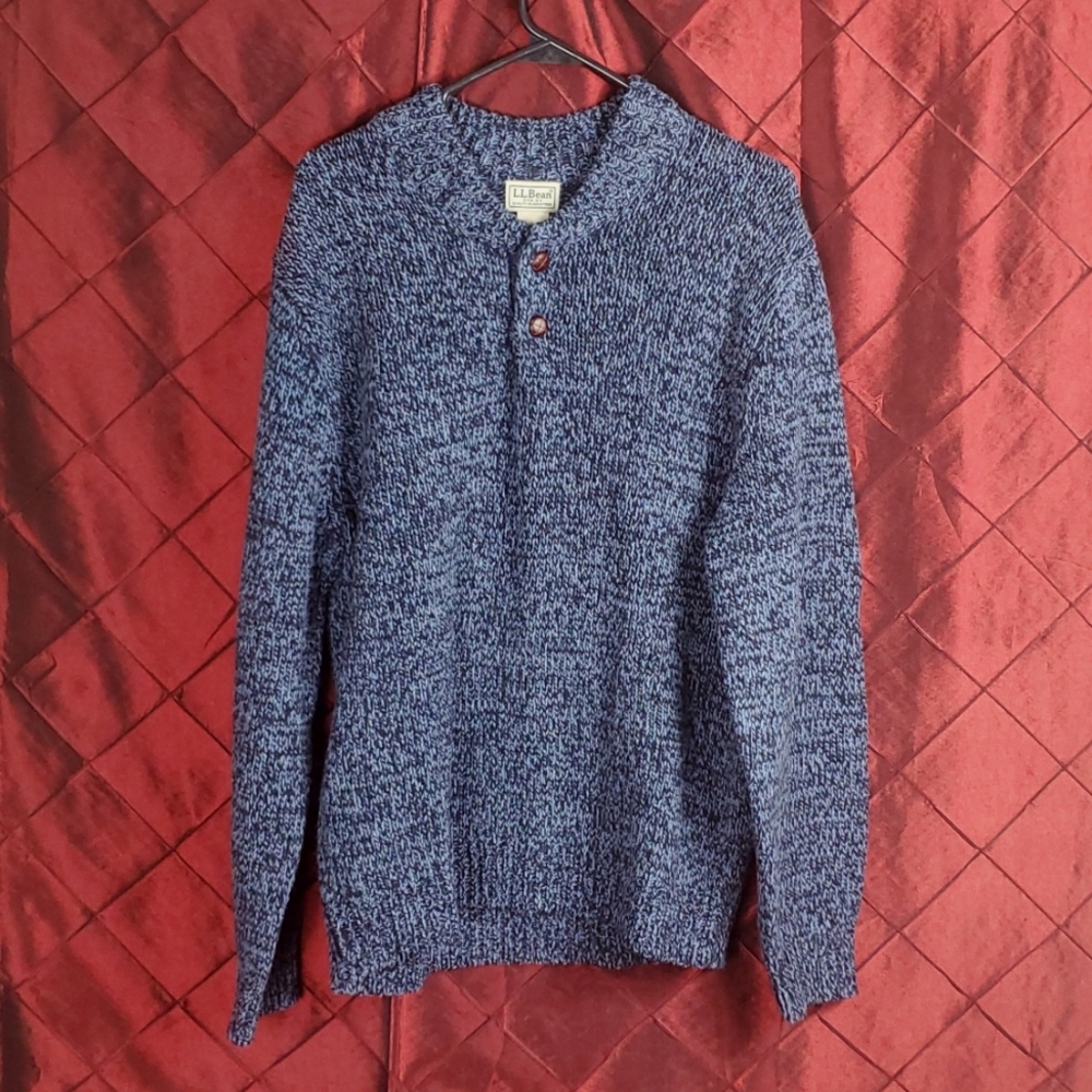 L L Bean Blue Lambswool Sweater Size M